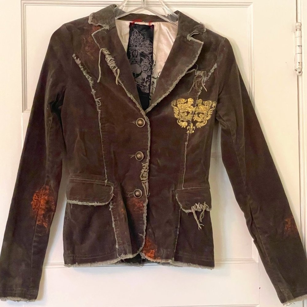 Miss Me Woman's/JR distressed velvet blazer